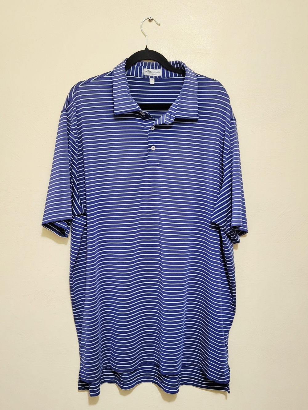 Peter Millar Men's Blue & White Striped Golf Polo Shirt